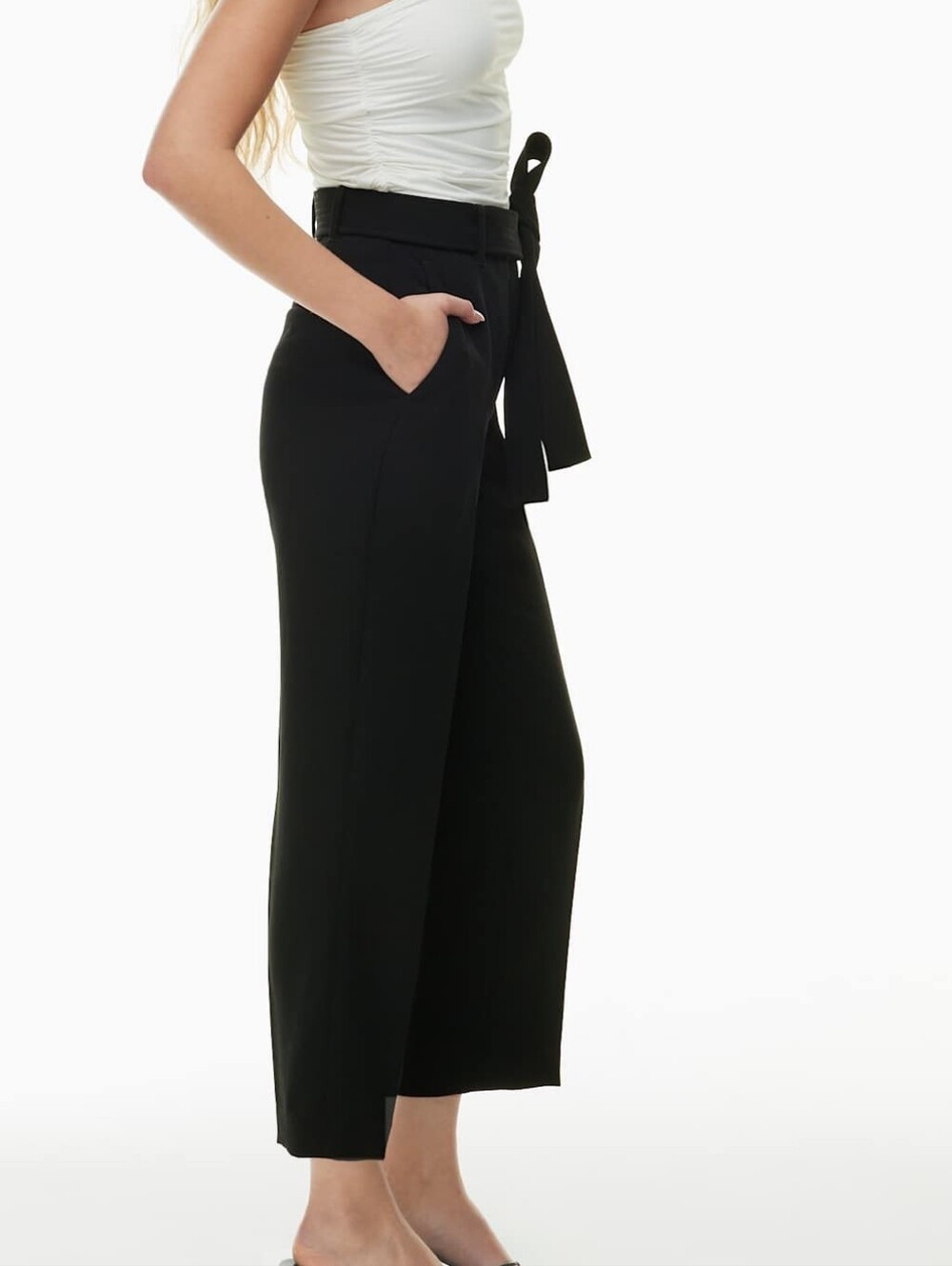 Wilfred Aritzia Tie Front Pant High Waisted Belted Crepe Pants Womens Size 6